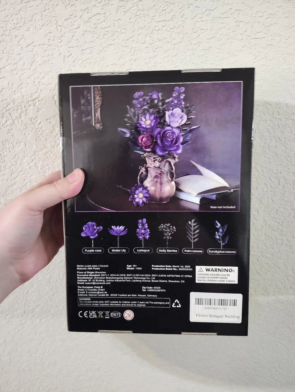 SupreOwls Purple Roses Floral Brick Puzzle Set